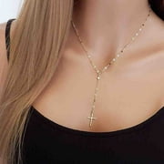 Jiaroswwei Women Vintage Cross Pendant Clavicle Chain Necklace Adjustable Jewelry Gift